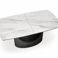 Raztegljiva jedilna miza OSMAN, 160-220/90 cm, beli marmor/črna