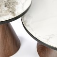 Klubska mizica GENESIS S, beli marmor/ oreh/zlata