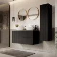 Visoka stenska kopalniška omarica NICOLE, 140 cm, črna