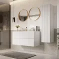 Visoka stenska kopalniška omarica NICOLE, 140 cm, bela