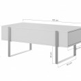 Klubska mizica VERICA s predali in kovinskimi nogami, 120 x 60 cm, črn beton