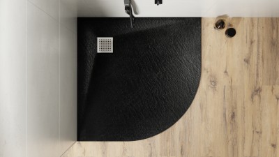Polkrožna tuš kad VEXO BLACK, več velikosti