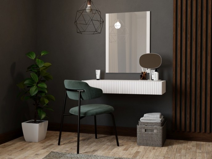 Viseča toaletna mizica PAFOS z ogledalom, bela