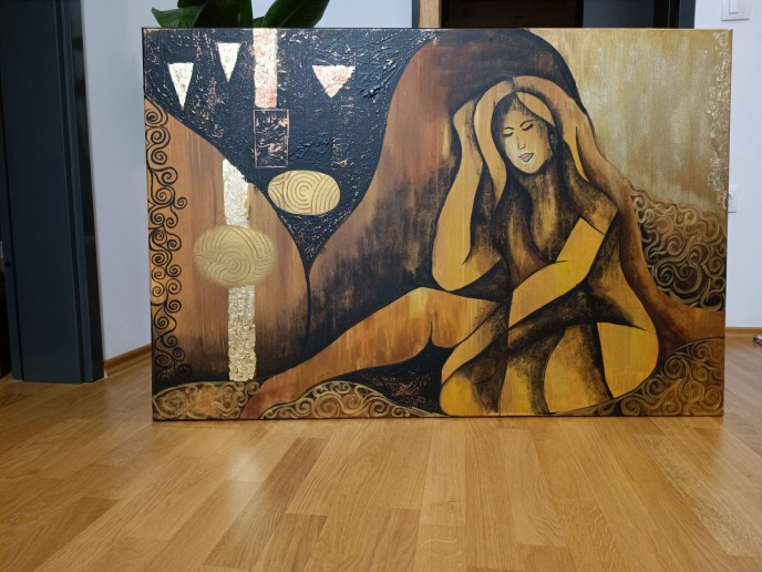 Umetniška slika LONELY GIRL, 120×100 cm