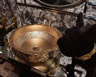 Okrogli nadpultni umivalnik CELIA GOLD, 40 cm