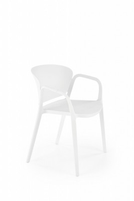 Vrtni plastični stol K491, z nasloni za roke, bela