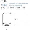 Stropna LED svetilka TUB C0211, črna