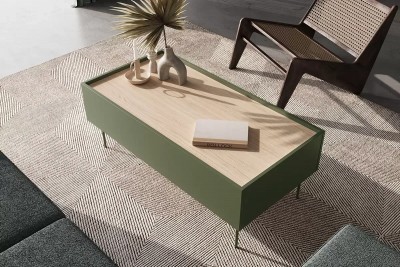 Klubska mizica DESIN, 120 x 45 cm, olivna/hrast nagano