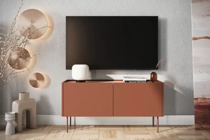 TV omarica DESIN, 150 cm, rdeča/hrast nagano
