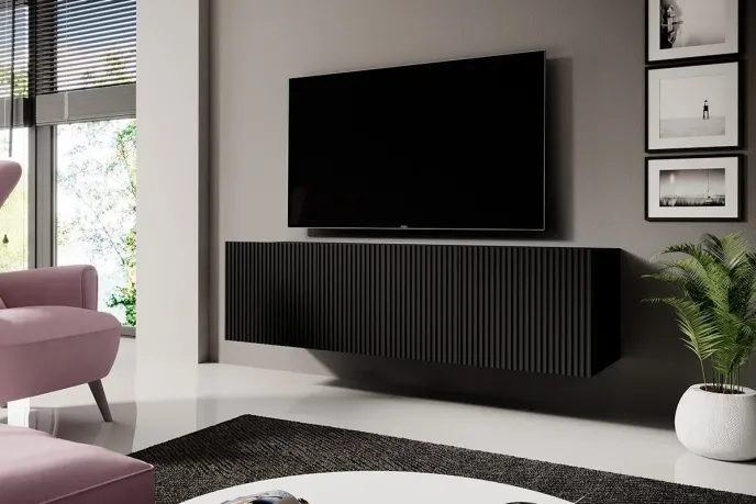 Viseča TV omarica NICOLE, 150 cm, črna