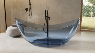 Transparentna samostoječa kad AXYA, blue wave, 180 x 80 cm