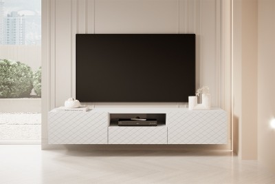 Viseča TV omarica SCALIA, 190 cm, mat bela