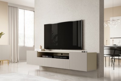Viseča TV omarica NICOLE, 200 cm, z odprtim delom, kašmir