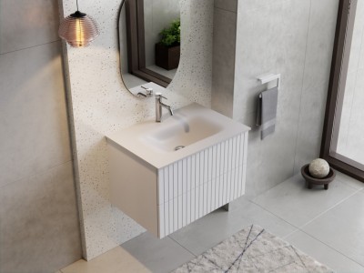 Visečni kopalniški set z umivalnikom AKYA LINEA, 66 cm, bela