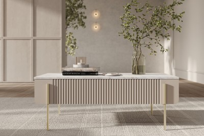 Klubska mizica MALMI, 100 x 60 cm, kašmir/crema bianca