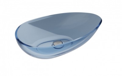 Transparentni nadpultni umivalnik NEYA blue wave, 60 x 35 cm