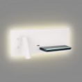 Stenska LED svetilka SUPERIOR W0291, USB in brezžični polnilec, bela