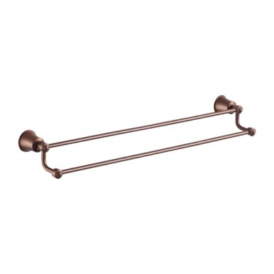 Dvojno obešalo za brisače ART LINE, 65 cm, brušen starinski baker