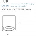 Stropna LED svetilka TUB C0156, bela